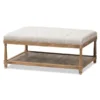 Baxton Studio Carlotta Oak Beige Linen Rectangular Coffee Table Ottoman