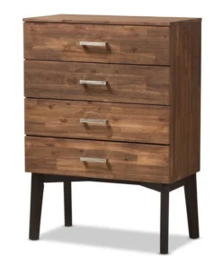 Baxton Studio Selena Mid-Century Modern Brown Wood 4-Drawer Chest