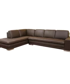 Baxton Studio Callidora Dark Brown Leather-Leather Match Sofa Sectional Reverse