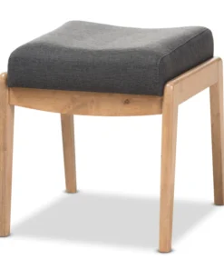 Baxton Studio Wera Mid-Century Dark Grey Ottoman