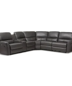 Baxton Studio Amaris Grey 5-Piece Power Reclining Sectional Sofa with USB Ports