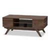 Baxton Studio Ashfield Mid-Century Walnut Brown Finished Wood 2-Drawer Coffee Table