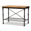 Baxton Studio Perin Wood and Bronze-Finished Steel Multipurpose Kitchen Island Table