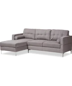 Baxton Studio Mireille Modern Light Grey Upholstered Sectional Sofa