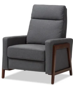 Baxton Studio Halstein Mid-century Modern Grey Upholstered Lounge Chair