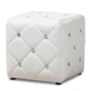 Baxton Studio Stacey Modern White Faux Leather Upholstered Ottoman