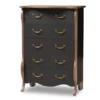 Baxton Studio Romilly Black and Oak-Finished Wood 5-Drawer Chest