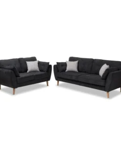 Baxton Studio Miranda Dark Grey Upholstered 2-Piece Living Room Set