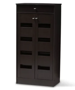 Baxton Studio Acadia Modern Wenge Brown Finished Shoe Cabinet