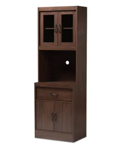 Baxton Studio Laurana Modern Dark Walnut Finished Kitchen Cabinet and Hutch