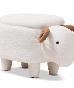 Baxton Studio Pecora Contemporary Wool Upholstered Sheep Storage Ottoman