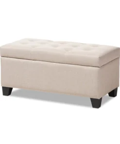 Baxton Studio Michaela Modern Beige Upholstered Storage Ottoman