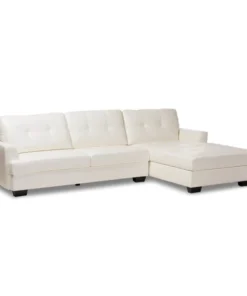 Baxton Studio Adalynn Modern White Faux Leather Upholstered Sectional Sofa