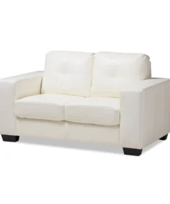 Baxton Studio Adalynn Modern White Faux Leather Upholstered Loveseat
