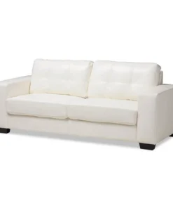 Baxton Studio Adalynn Modern White Faux Leather Upholstered Sofa