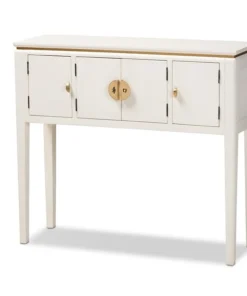 Baxton Studio Aiko Japanese-Inspired Off-White Finished 4-Door Wood Console Table