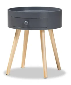 Baxton Studio Jessen Mid-Century Gray 1-Drawer Wood Nightstand