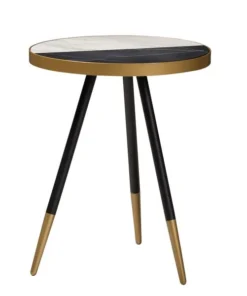 Baxton Studio Lauro Marble and Metal End Table with Black and Gold Legs