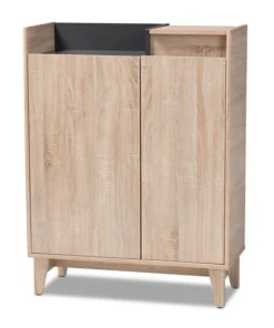 Baxton Studio Fella Entryway Shoe Cabinet with Lift-Top Storage Compartment