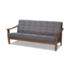 Baxton Studio Larsen Mid-Century Gray Upholstered Walnut Wood Sofa