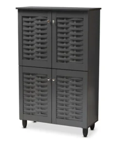 Baxton Studio Winda Dark Gray 4-Door Wooden Entryway Shoe Storage Cabinet