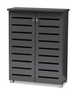Baxton Studio Adalwin Dark Gray 2-Door Wooden Entryway Shoe Storage Cabinet