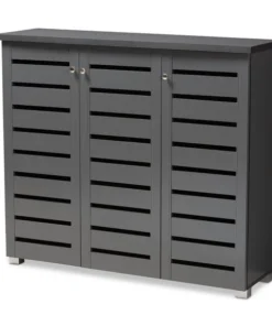 Baxton Studio Adalwin Dark Gray 3-Door Wooden Entryway Shoe Storage Cabinet
