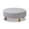 Baxton Studio Vinet Light Gray Upholstered Natural Wood Cocktail Ottoman