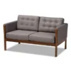 Baxton Studio Lenne Grey Upholstered Walnut Finished Loveseat