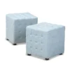 Baxton Studio Elladio Light Blue Upholstered Tufted Cube Ottoman, PK2
