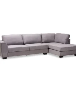 Baxton Studio Petra Gray Upholstered Right Facing Sectional Sofa