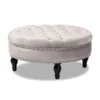 Baxton Studio Palfrey Gray Velvet Upholstered Button Tufted Cocktail Ottoman