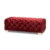 Baxton Studio Avara Velvet Upholstered Gold Finished Tufted Bench Ottoman