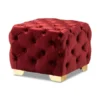 Baxton Studio Avara Velvet Upholstered Gold Finished Button Tufted Ottoman