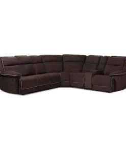 Baxton Studio Sabella Chocolate Brown Upholstered 7-Piece Reclining Sectional Sofa