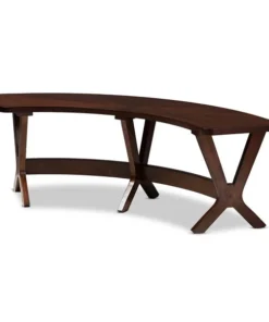Baxton Studio Berlin Walnut Finished Wood Curved Dining Bench