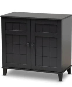 Baxton Studio Glidden Grey Finished 4-Shelf Wood Shoe Storage Cabinet