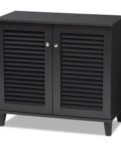 Baxton Studio Coolidge Grey Finished 4-Shelf Wood Shoe Storage Cabinet