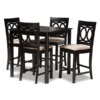 Baxton Studio Lenoir Sand Upholstered Espresso Finished 5-Piece Wood Pub Set