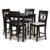 Baxton Studio Lenoir Gray Upholstered Espresso Finished 5-Piece Wood Pub Set
