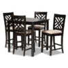 Baxton Studio Caron Sand Upholstered Espresso Finished 5-Piece Wood Pub Set