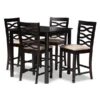 Baxton Studio Lanier Sand Upholstered Espresso Finished 5-Piece Wood Pub Set