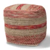Baxton Studio Caiman Multicolored Handwoven Hemp Pouf Ottoman