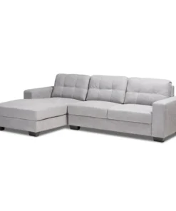 Baxton Studio Langley Light Grey Upholstered Sectional Sofa with Left Facing Chaise