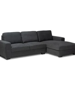 Baxton Studio Nevin Dark Grey Upholstered Sectional Sofa with Right Facing Chaise
