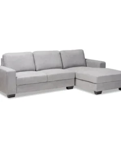 Baxton Studio Nevin Light Grey Upholstered Sectional Sofa with Right Facing Chaise
