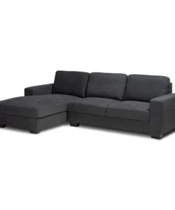 Baxton Studio Nevin Dark Grey Upholstered Sectional Sofa with Left Facing Chaise