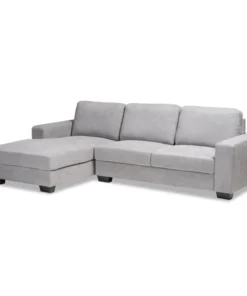 Baxton Studio Nevin Light Grey Upholstered Sectional Sofa with Left Facing Chaise