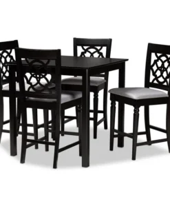 Baxton Studio Arden Grey Upholstered Espresso Finished 5-Piece Wood Pub Set