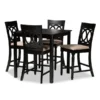 Baxton Studio Verina Sand Upholstered Espresso Finished 5-Piece Wood Pub Set